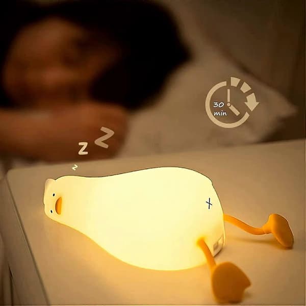 Lying Flat Duck Night Light, Cute Luminous Duck, LED Silicone Bedside Lamp, Touch Control Rechargeable Night Lights (Duck)