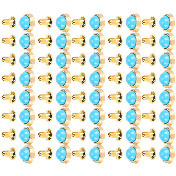 100 set färgade kristallnitar 8 mm DIY zinklegering dekorationsspikar för bagage kläder skor blå