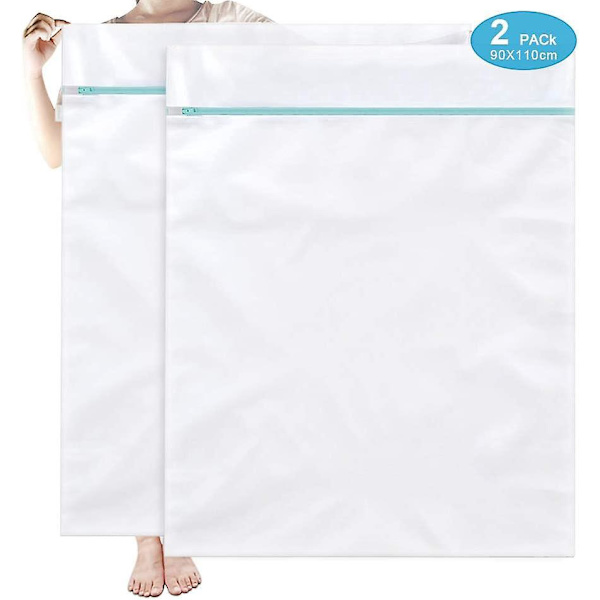 Store vaskemaskiner mesh klesvasker for sengetøy, tepper, dyner, laken - 2-pakning, 90x110cm