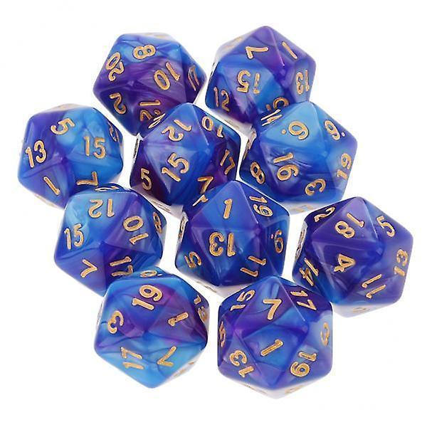 2 x 10 kpl D20 Monitahoiset Nopat Dungeons and Dragons Pöytäpeleihin Sininen Violetti-
