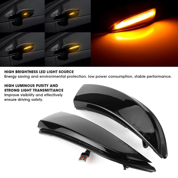 12V Baglygte Blinklys Dynamisk Flydende Indikator Amber LED Passer til Ford Fiesta B Max