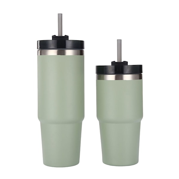 Resterande resetermosmugg i rostfritt stål med sugrör, lock för att hålla varmt och kallt, kaffemugg för hemmakontoret, grön, 30oz