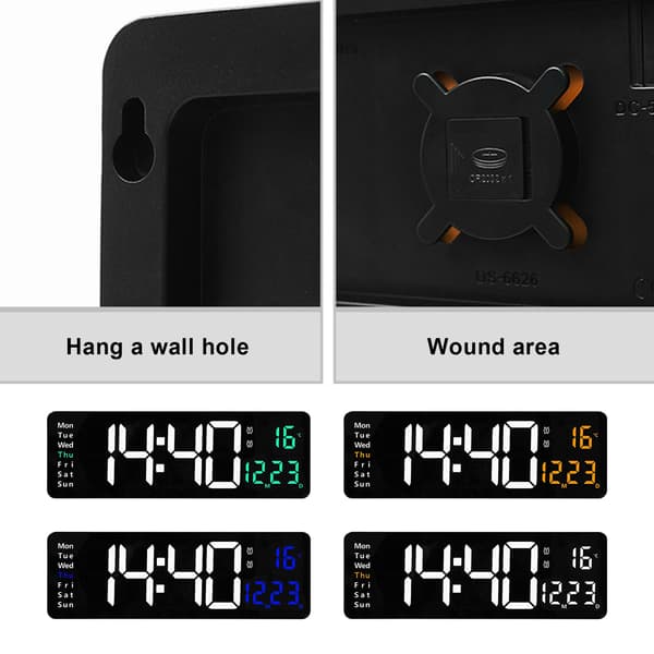 Stor Skärm Funktionsdisplay Klocka Vardagsrum Väggklocka LED-Display Fjärrkontroll Klocka