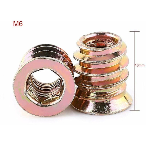 20 kpl Kierrettäviä Muttereita, Kuusiokanta, Sinkitty Hiiliteräs Ruuvimutterit Puukalusteille (M613mm)