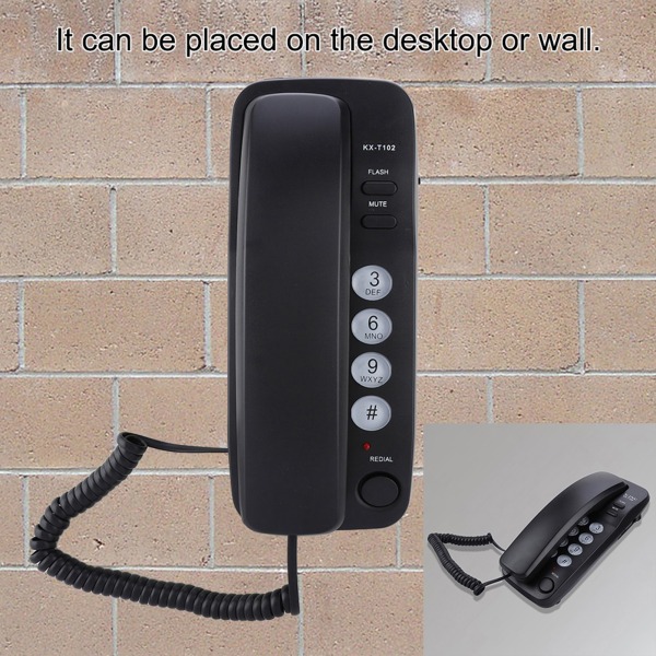 Veggmontert fasttelefontillegg Ingen oppringer-ID Hjemmetelefon for hotellfamilien (svart)