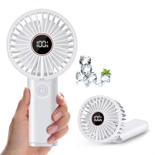 Valkoinen Mini Kannettava Tuuletin, 3600mAh USB Ladattava Kädessä Pidettävä Tuuletin, Pieni Kädessä Pidettävä Tuuletin 6 Nopeudella, Kannettava Sähköinen Hiljainen Akulla Toimiva Pöytätuuletin