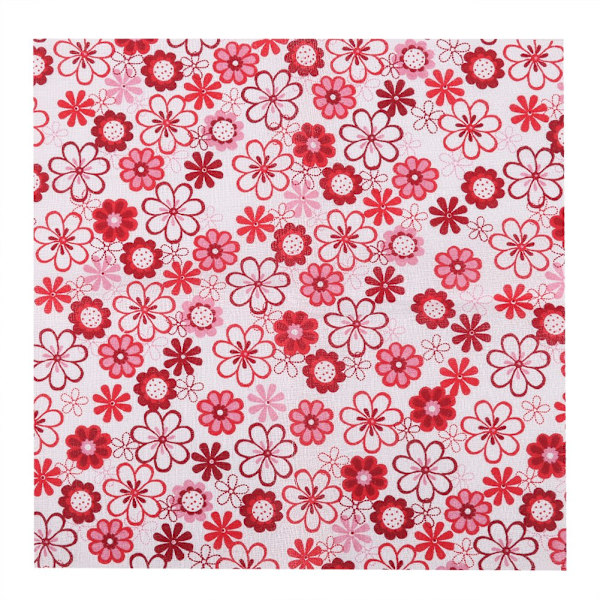 7 stk bomullsstoff firkantet blomst forhåndskuttet DIY patchworkstoff rød blomsterserie (50 * 50 cm)