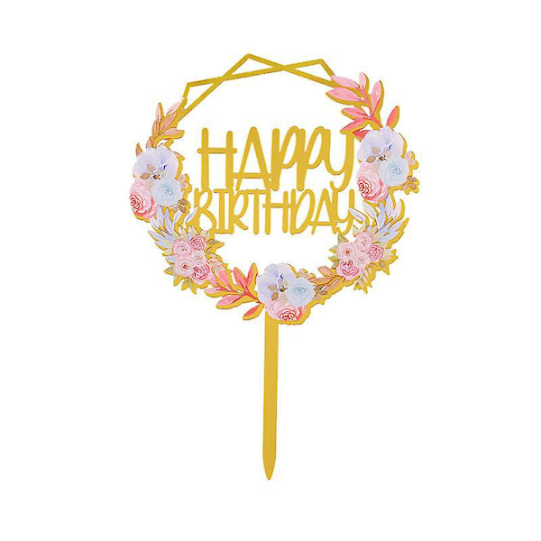 Love Monogram Blomsterkrans Tårta Topper - Set om 5 Rosa Ros Monogram Toppers för Bröllopstårtor