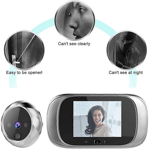 2,8 tommer LCD Video Dørklokke Cam Elektronisk Kighul 90 Graders Digital Dørklokke Viewer Dørøje Overvågning HD Kamera Overvågning Integreret Dørklokke Su