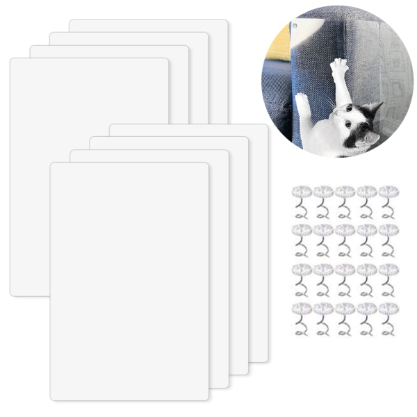 8 st Cat Scratch Furniture Protector Pad Pet Soffa Protector Katt Hund Kloskydd med 20 st stift