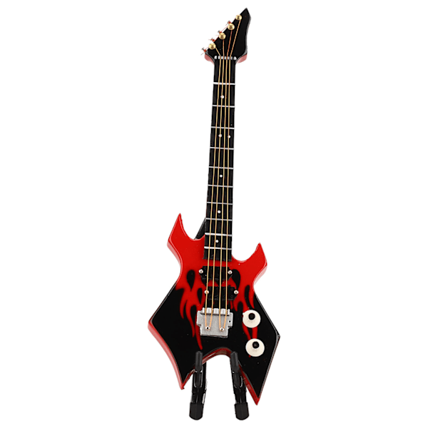 Mini Bass Simulation Klassisk Dekorativ Instrument Samling Miniatyr Gitar Modell for Studie Soverom Rødaktig Svart