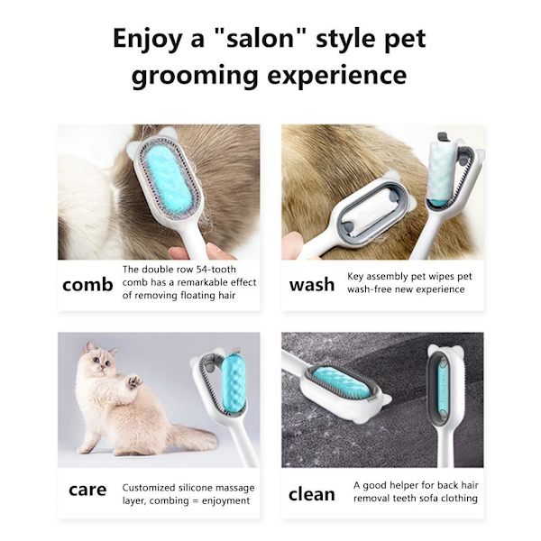 Børste til kæledyr, bløde børster, kæledyrsbørste til massage og fjernelse af løst hår, filtret hår til hunde og katte med langt og kort hår