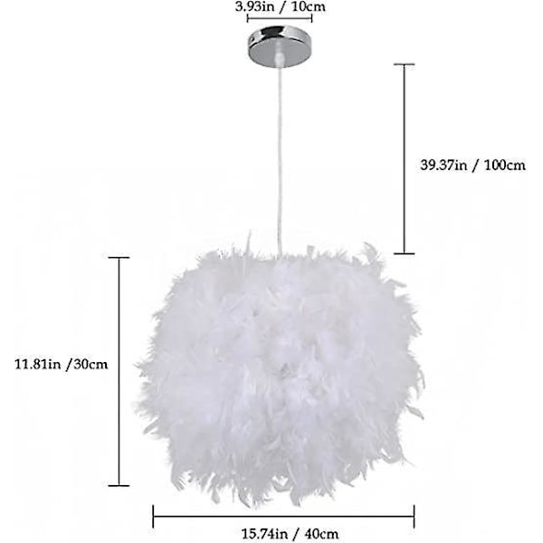 Vit Fjäder Pendel Ljuskrona, Modern Sfärisk Ljuskrona, E27 60W Pendel Taklampa, för Vardagsrum Sovrum Och Barnrum (Diameter
