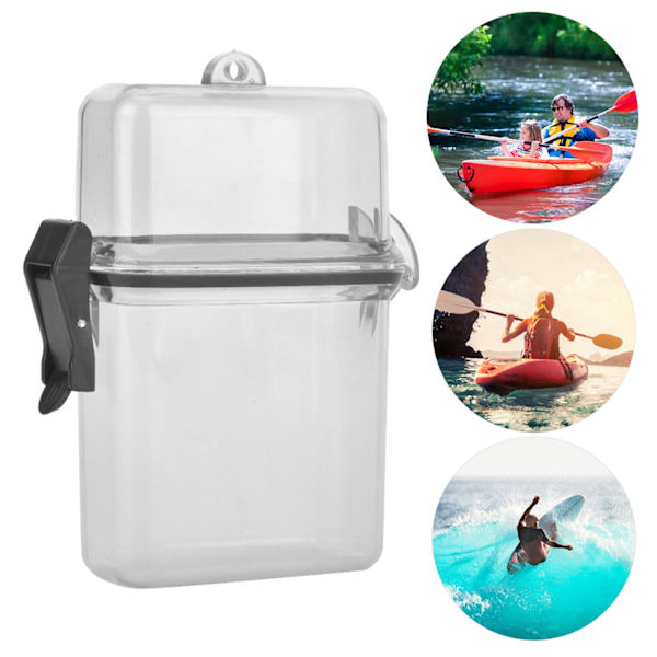 Plastgennemsigtig undervandskajakforseglingsboks med rebkrog til surfing Kano Kajak Gris Transparent