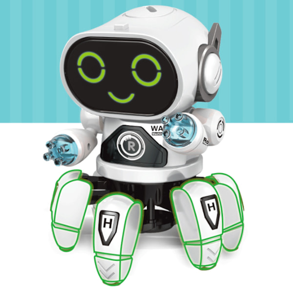 Robotleketøy Seks Klør Plast Intelligent Dansende Syngende Lys Elektrisk Robotleketøy for Gutter Hvit