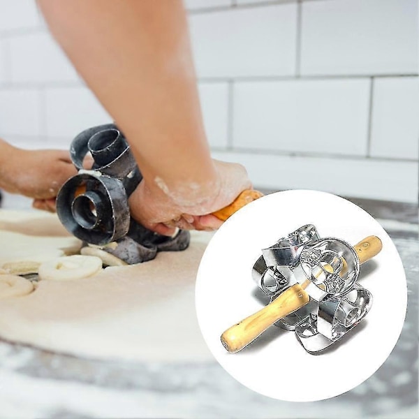 Form Revolverende Donut Skærer Maker Form Kage Dej Metal Bage Rulle Køkkenredskaber Gadgets Tilbehør Let At Bruge Lang
