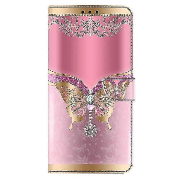 For Motorola Edge 60 Pro 5G Case 3D Pattern PU Leather Wallet Case with Stand Pink Gold Butterfly