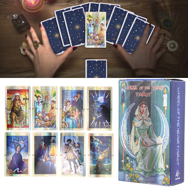 Tarotkort Dæk Skæbne Divination Hologram Papir Engelsk Brætspil Fest Spillekort