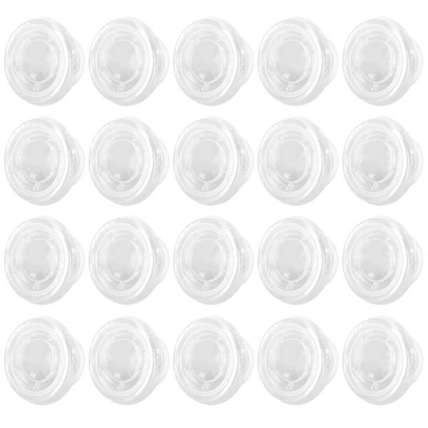 100 st engångsförpackningslåda för sås, transparent rund kryddkopp med lock 2 oz