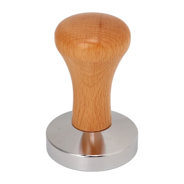 Kaffetamper i rustfritt stål med flat bunn, kaffemanuell tamper med trehåndtak 51 mm/2,0 tommer