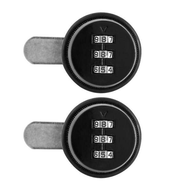 Zinklegering 3-siffrig kodskåpslås (2st, svart, 30 mm/1,18 tum)