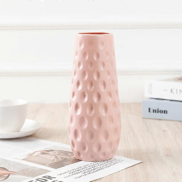 1 st konstgjord vas med prickar, kreativa dekorationsprydnader för blomsterarrangemang i hemmet, modern enkel blomkruka (rosa)
