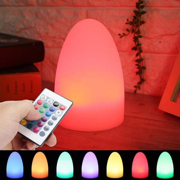USB-lading LED Egg Nattlampe Fjernkontroll 16 RGB Farge Øyebeskyttelse Bordlys for hotellrom (10x15CM (Lading)
