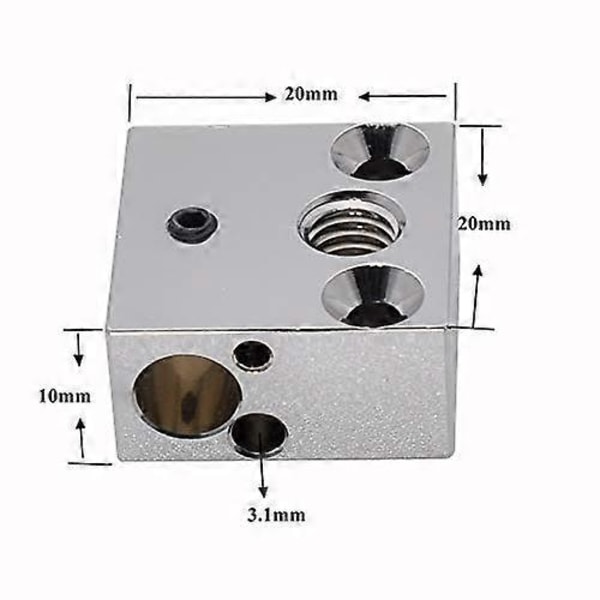 Högtemperatur CR-10 Pläterad Koppar Värmeblock för MK8 Creality Helt Metall Hotend Extruder Ender 3s V2 Ender 3 pro Ender 5 Pro CR10 S4 S5 (Koppar)