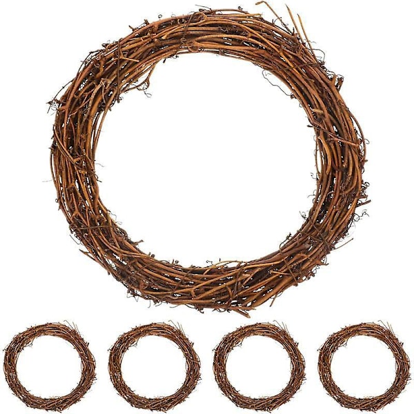5 Stykker Julevinsranke Krans DIY Naturlig Vinstok Gren Krans Rotting Krans Blomsterbøjle Ring Guirlande til Get-Rich Julefrokost Dekoration