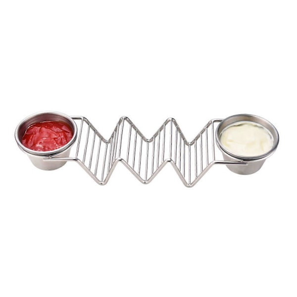 Taco Stand Rustfrit Stål 3 Rums V-Formet Blank Taco Holder Stativ til Køkken Hjem med Dobbeltsidede Saucekopper
