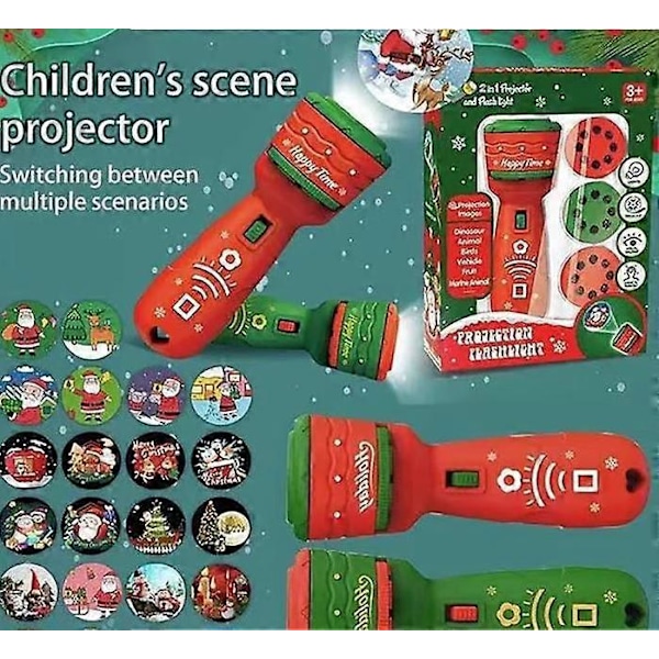 Punaiset jouluaiheiset lelut punainen valo projektio kuvio taskulamppu lasten loma lasten lelut lahjat 11,33,5 cm