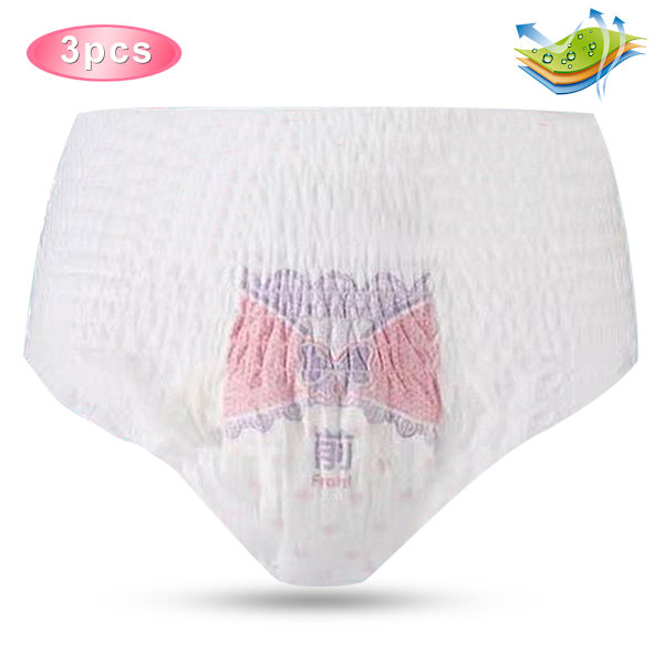 3st/påse Nattbruk Sanitetsskydd Trosor Engångs menstruationsunderkläder Maxi Overnight Trosskydd Feminin CareFree Storlek