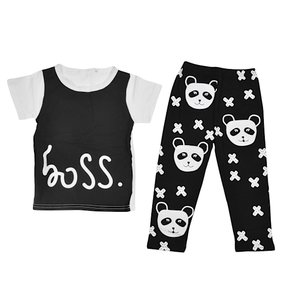 Fashion Baby Cotton Cloth Outfits Toddlers Breathable Cotton Shorts Panda Pattern PantsBlack 90cm