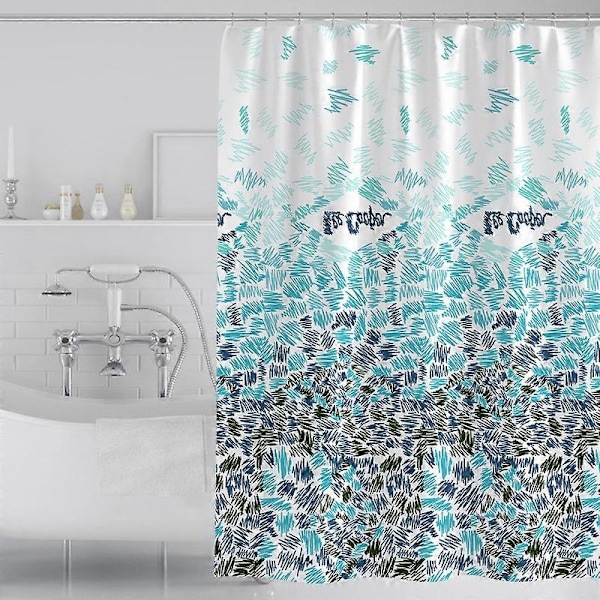 180 x 200 cm Hurtigtørrende bruseforhæng med 12 kroge, Bruseforhæng Vandtæt Polyesterstof Maskinvaskbar, Badeværelsesgardiner