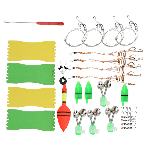 Bærbar fiskeutstyrsett Line Board Lure Bait Hook Detacher Small Bell Tackle Kit Fisketilbehør