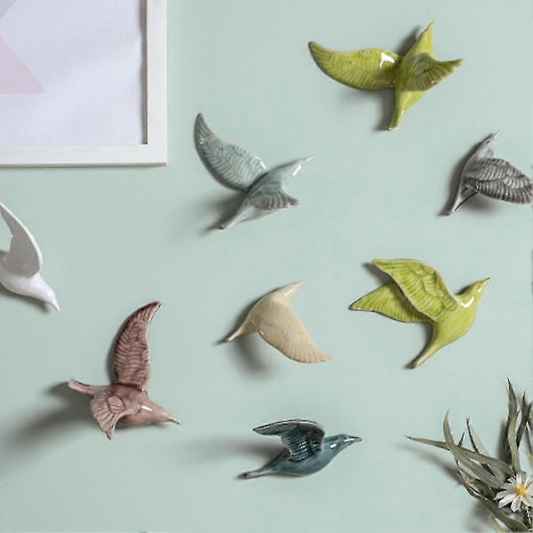 3D Keramiska Flygande Fåglar Väggdekor Kreativa Fåglar Hängande Ornament För Hem Zekai Beige TypA