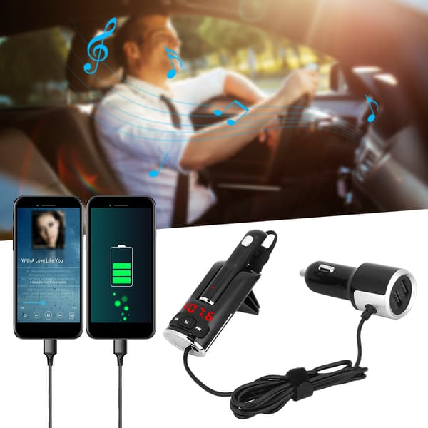 Bil Bluetooth Radio FM-senderadapter Mp3-spiller Håndfri Dobbel USB-lader