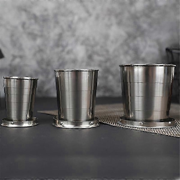 Sammenleggbar kopp i rustfritt stål, campingkokekar, uttrekkbar kopp, tekopper, teutstyr, campingtelt, servise, sammenfoldet kopp 75/150/250ML 150ML
