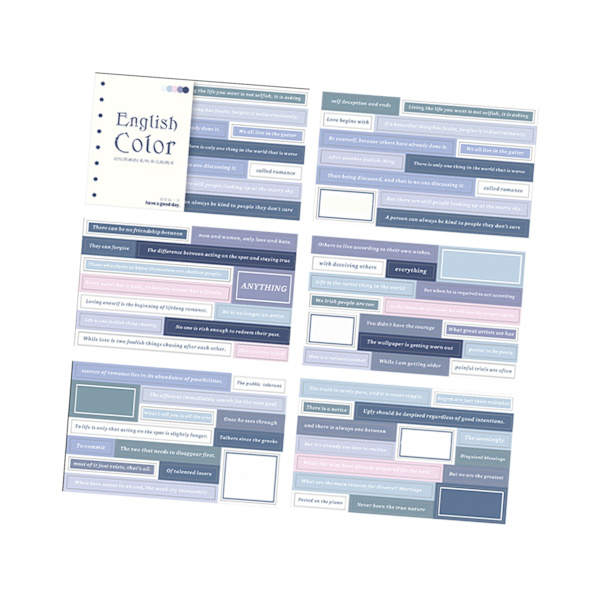 20 arkkia Scrapbook-tarravihko, hienovarainen innovatiivinen englantilainen DIY-suunnittelijatarra Scrapbook-muistikirjaan, päiväkirjaan, tyyppi 1