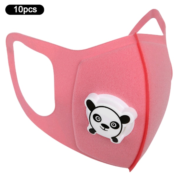 10 st munskydd utomhus förtjockning barn svamp munskydd med ventil (rosa)