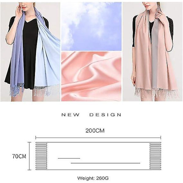 Elegant Rosa Cashmere Pashmina Scarf - Höst Vinter Dam Enfärgad Varm dubbelsidig halsduk