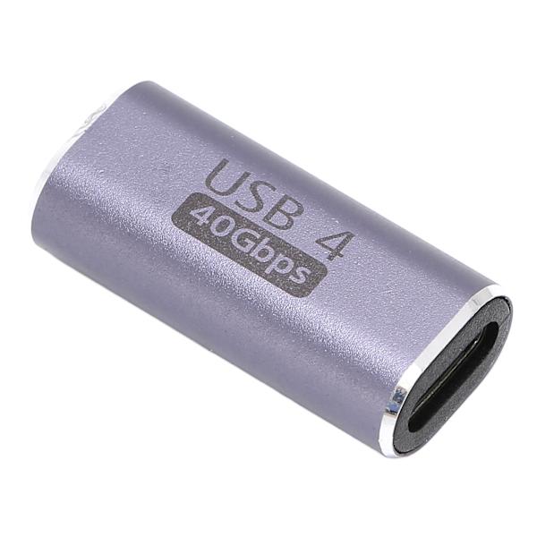 Typ C hona till hona adapter aluminiumlegering 40Gbps 100W kopplingsförlängare för surfplatta Mobiltelefon rak typ
