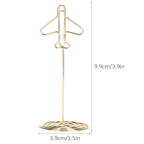 Golden Airplane Desktop Message Clip visitkortholder med base (10 stk)