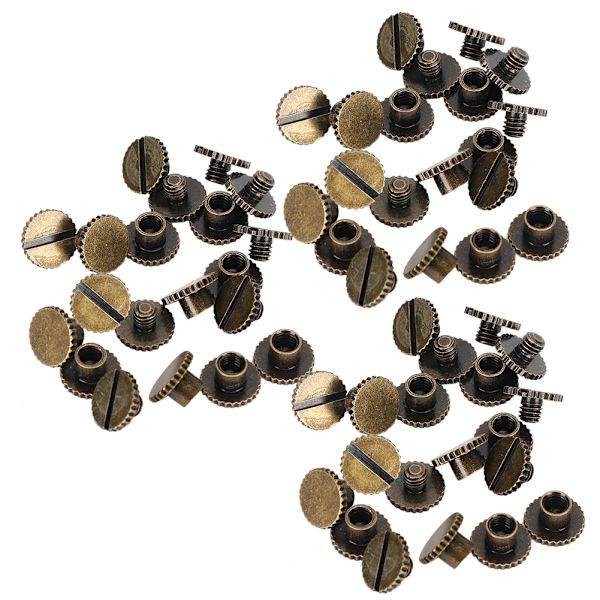 30 Set Boknitar Knurling Platt Mässing Läderbindningsknapp Tacks 9.5x6mm Spik 4mm Skruv(Brons )