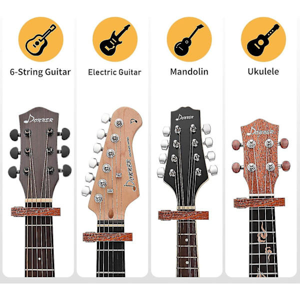 Capodaster Gitarr Kapo Tillverkad av Valnötsträ Dc-1w För Akustisk Och Elgitarr, Ukulele Kapo Med Två Styrka Plektrum