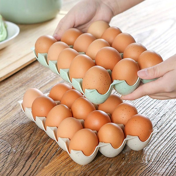 4 Stykker Plast Eggboks, Eggbrett Oppbevaringsboks, Egg Oppbevaringsboks, for Kortdesign Sklisikker Eggdispenser, 15 Ruter, 4 Farger