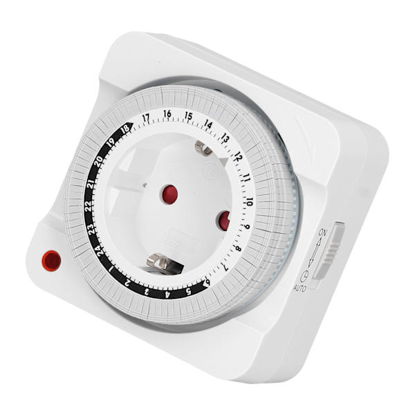 Timer-stikkontakt, mekanisk, 24 timer, 15 minutters intervaller, automatisk nedtællingsudtag, timer til elcykel, EU-stik, 230V