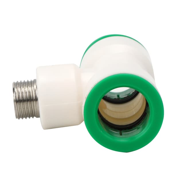 Dobbel 25 mm til G1/2 tomme utvendig gjenge PPR plast vannrør adapter T-kobling vannrørfittings