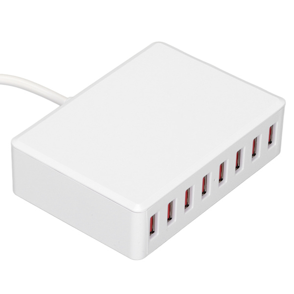 50W Multi USB-oplader med 8 porte Desktop USB-ladestation Universal rejseadapter 100‑240V