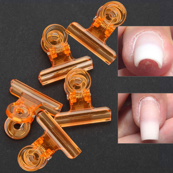 5 kpl C Curve kynsienpidennysklipsit Monitoimiset muoviset nail art oranssi